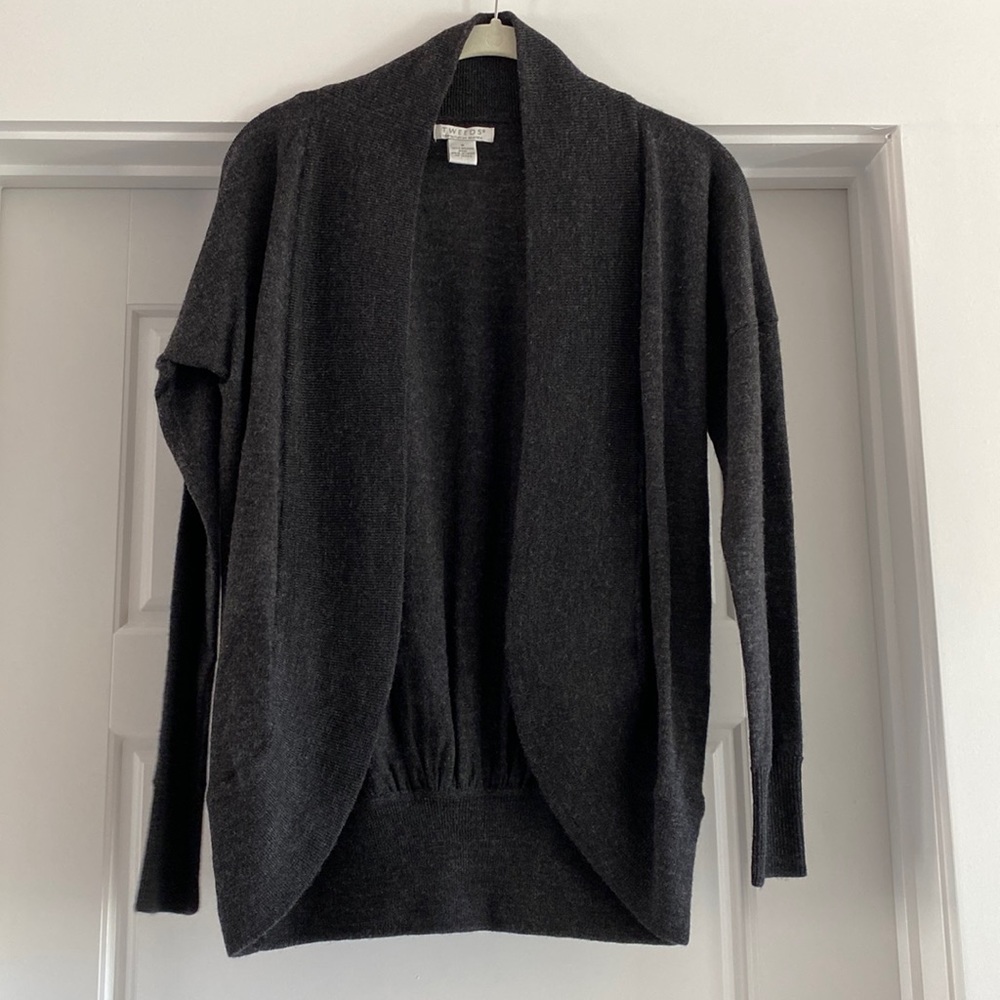 Merino wool cardigan-charcoal color